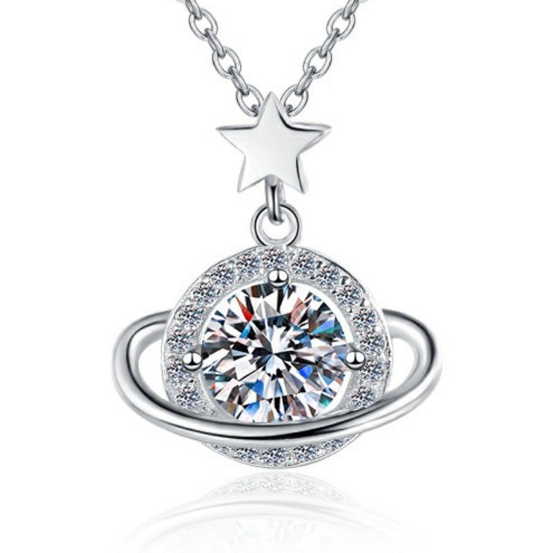 S925 Dream Planet 1 Carat Mozzarella Diamond Necklace