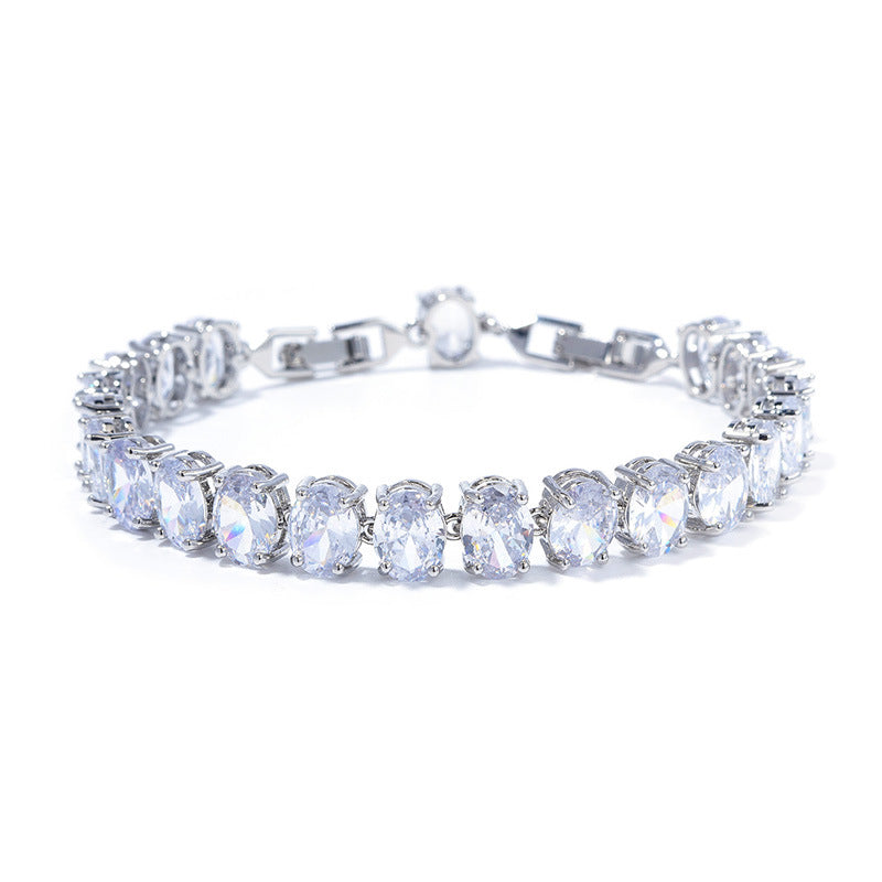 Simple inlaid circular zircon bracelet