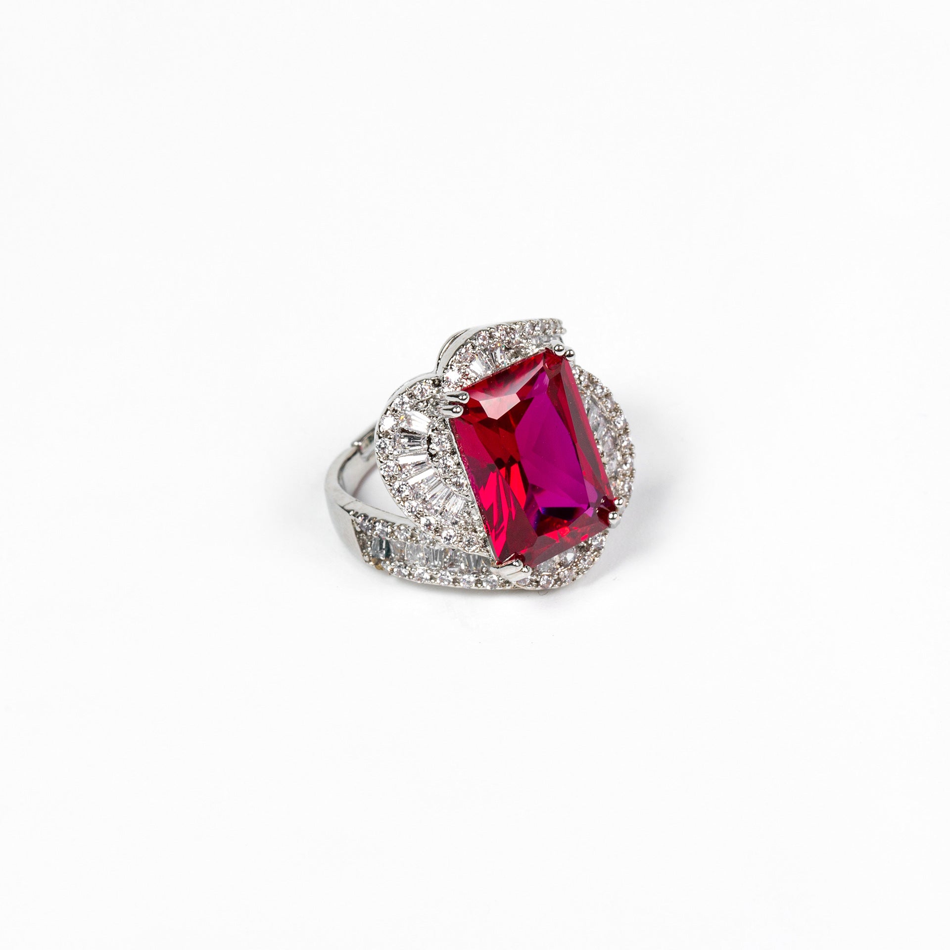 Luxury Ruby Red Crystal Jewelry Set – Necklace Earrings Ring Bracelet for Women