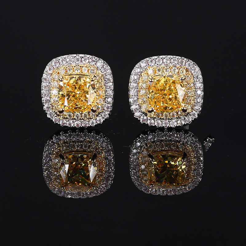 Ensemble de diamants jaunes taille fleur de glace en diamant à haute teneur en carbone
