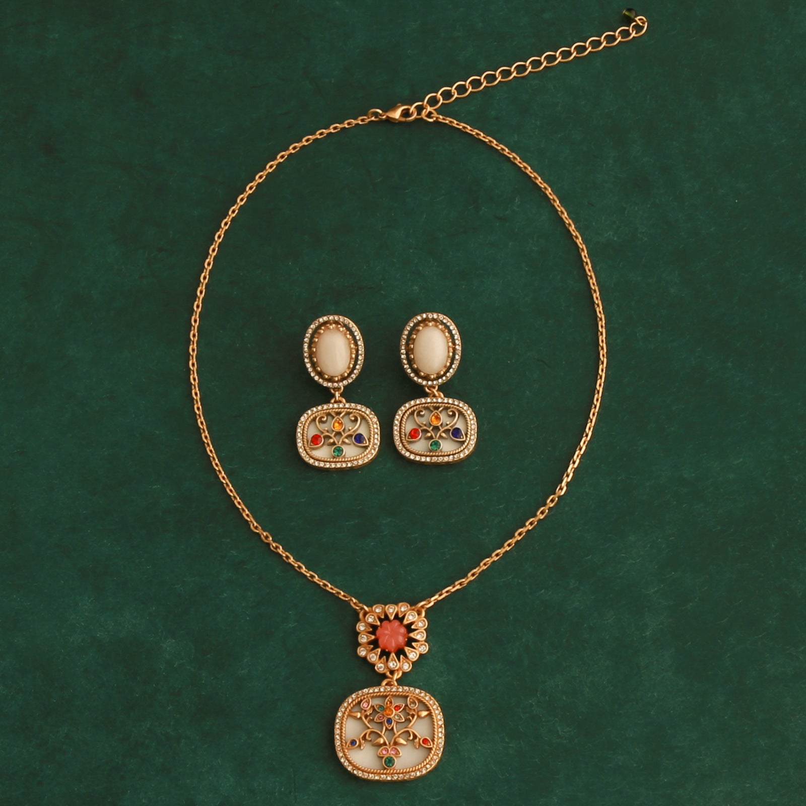 Vintage niche flower zircon jewelry set