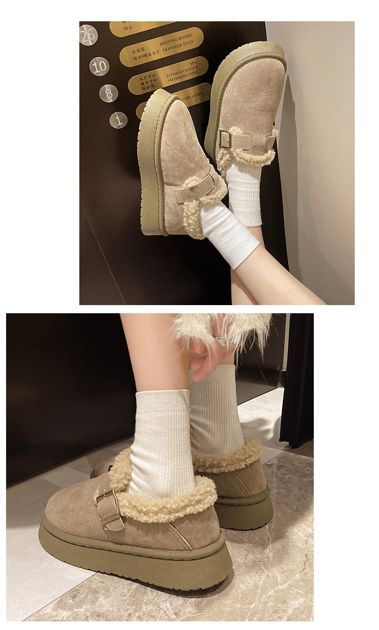 Fashion one-pedal velvet thick-soled snow boots