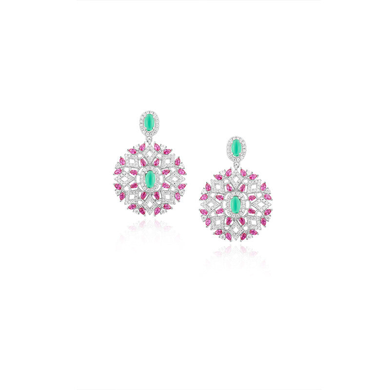 European heavy industry wreath gold-plated hollow earrings