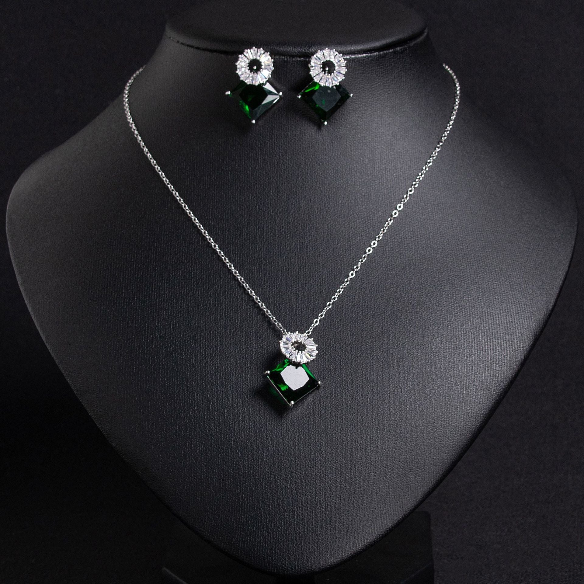 Luxury Purple Crystal Jewelry Set – Necklace Earrings Set for Women