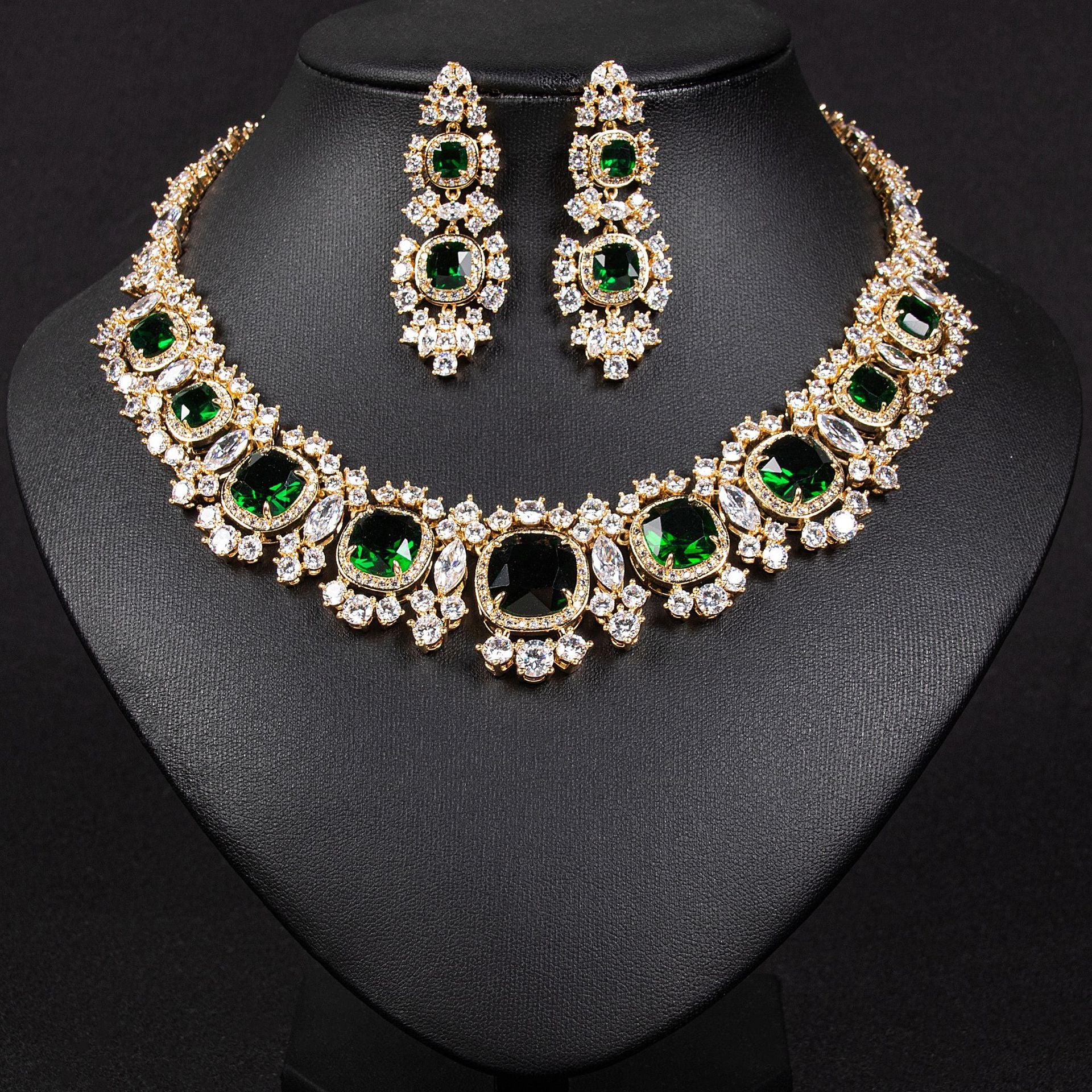 Luxury Red Gemstone Jewelry Set – Elegant Necklace Earrings for Women