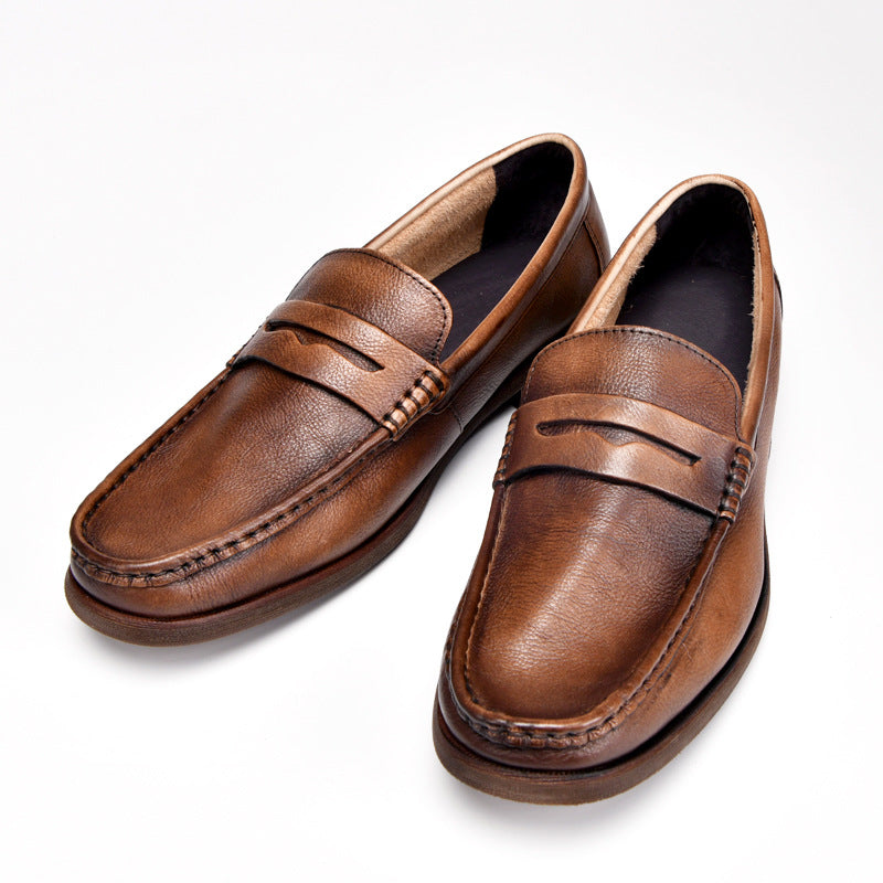 Retro high-end men's formal leather shoes breathable deodorant loafers