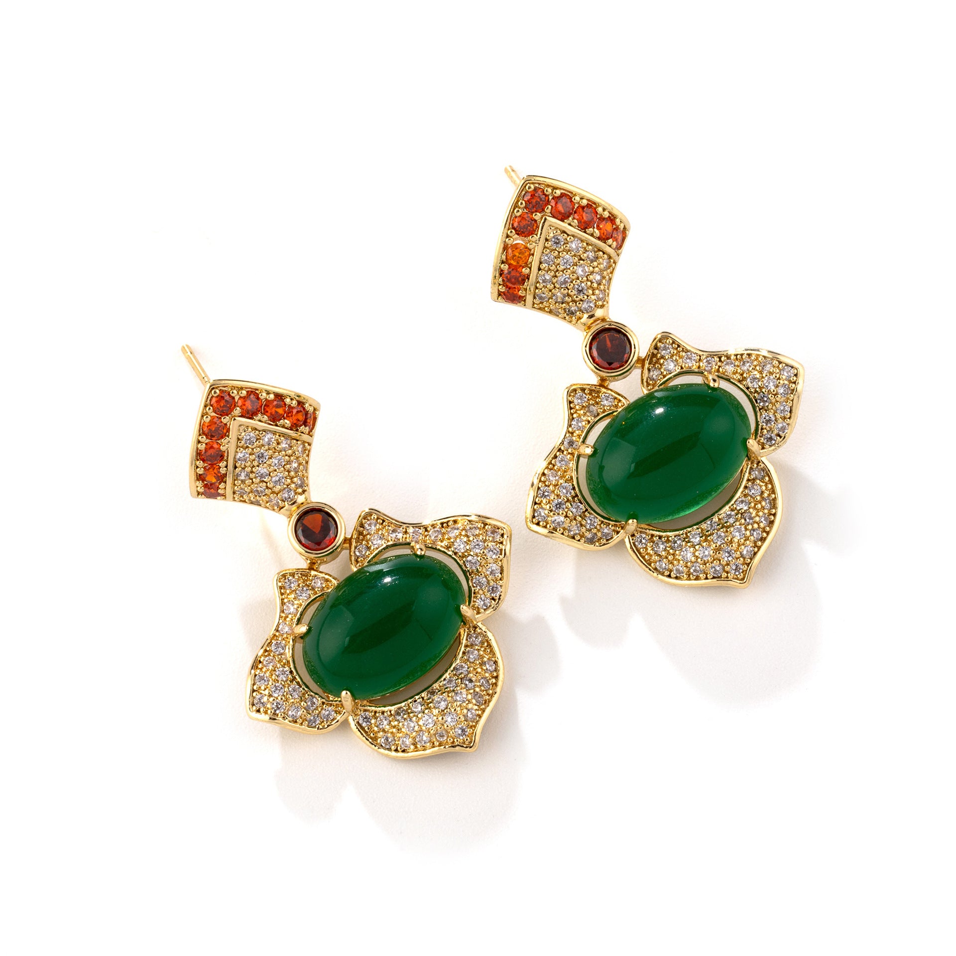 Luxury Red Gemstone Statement Necklace Set – Sparkling Gold Earrings Jewelry