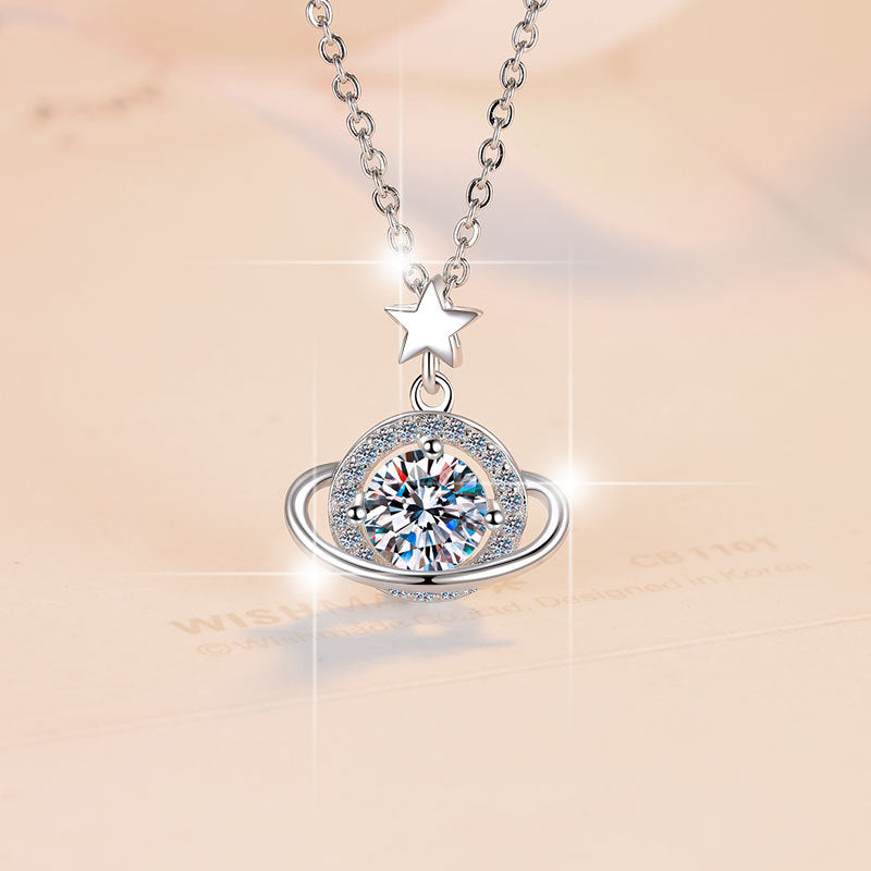 S925 Dream Planet 1 Carat Mozzarella Diamond Necklace
