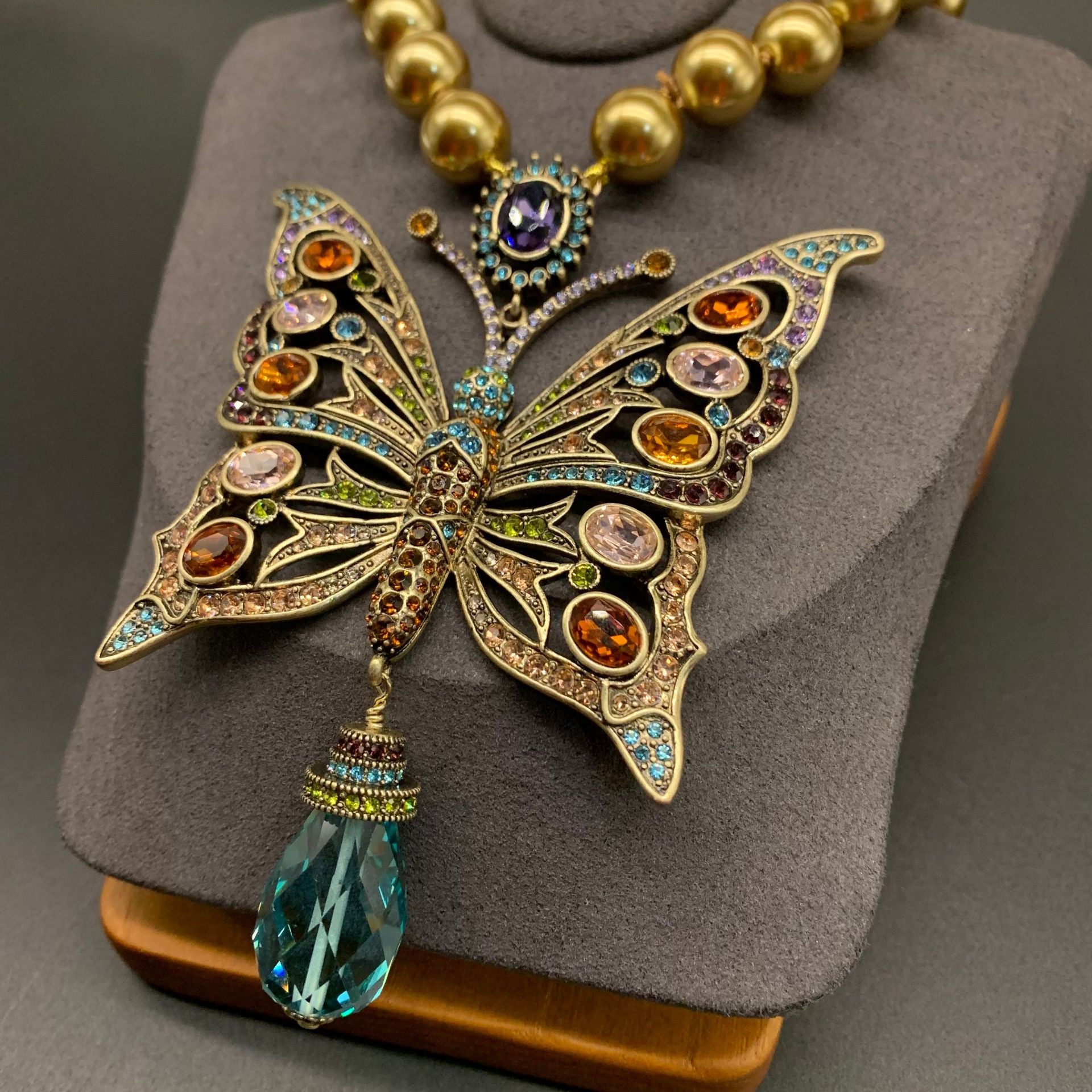 Medieval Fashion Butterfly Gem Necklace