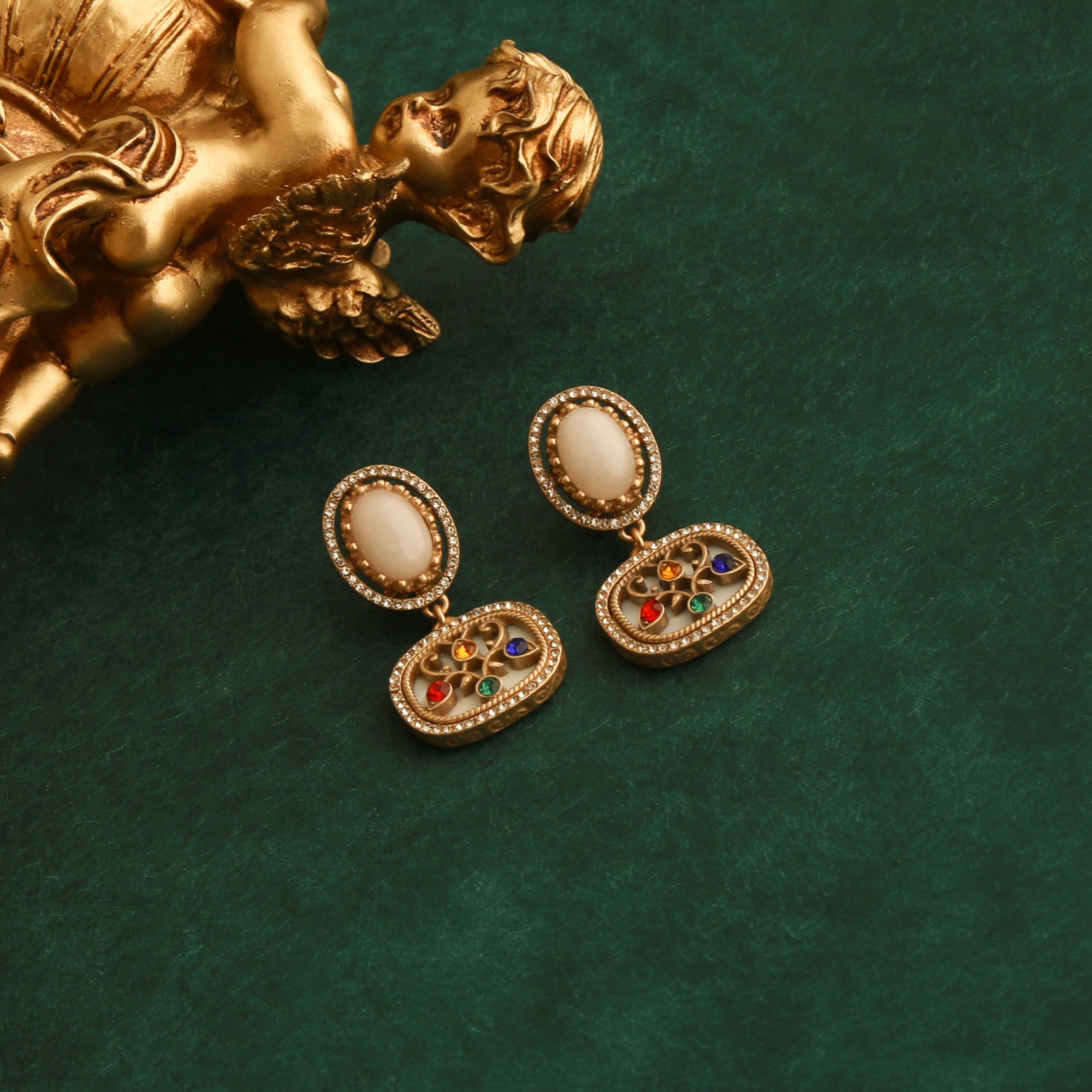 Vintage niche flower zircon jewelry set