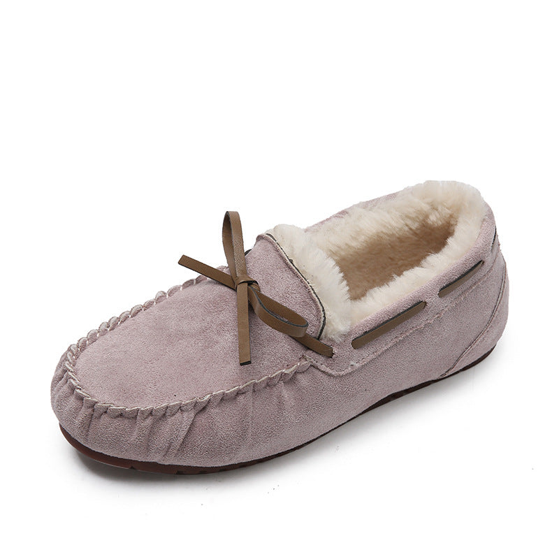 Winter large size soft-soled fleece loafers