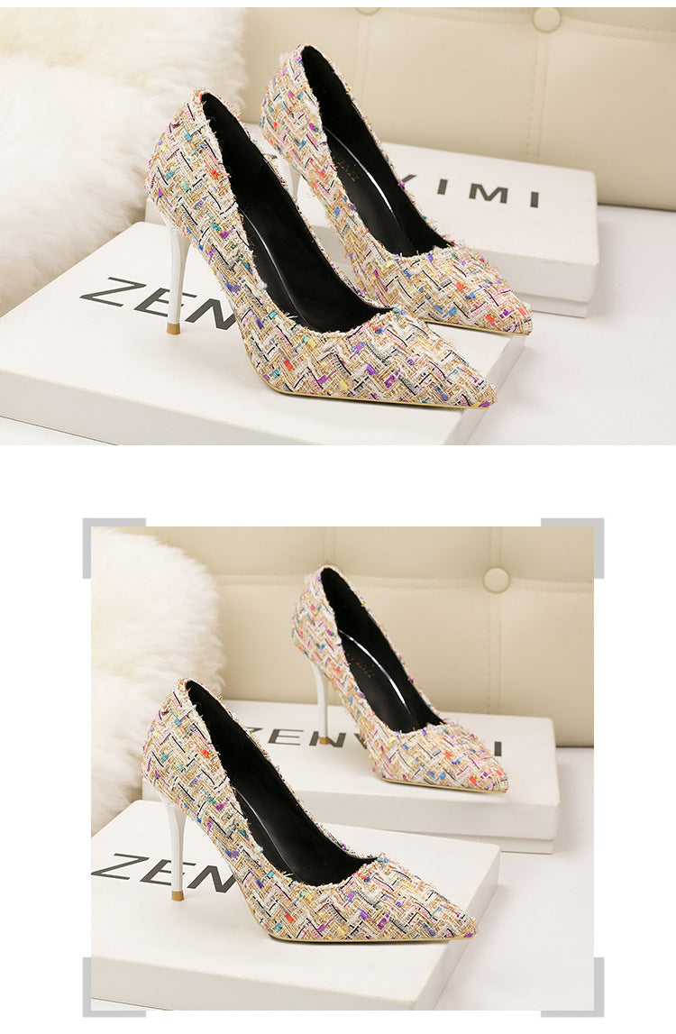 Xiaoxiangfeng fashion pointed head shallow mouth high heels