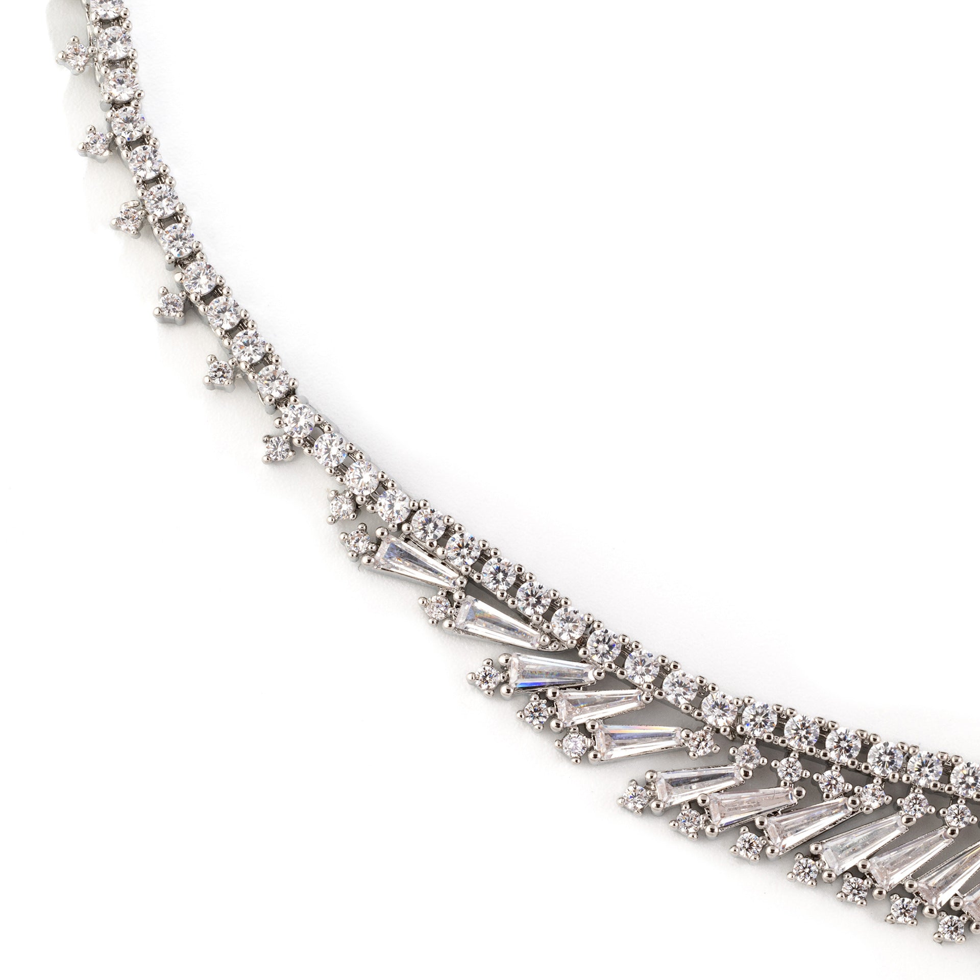 Elegant Emerald Crystal Jewelry Set – Silver Necklace Earrings for Women