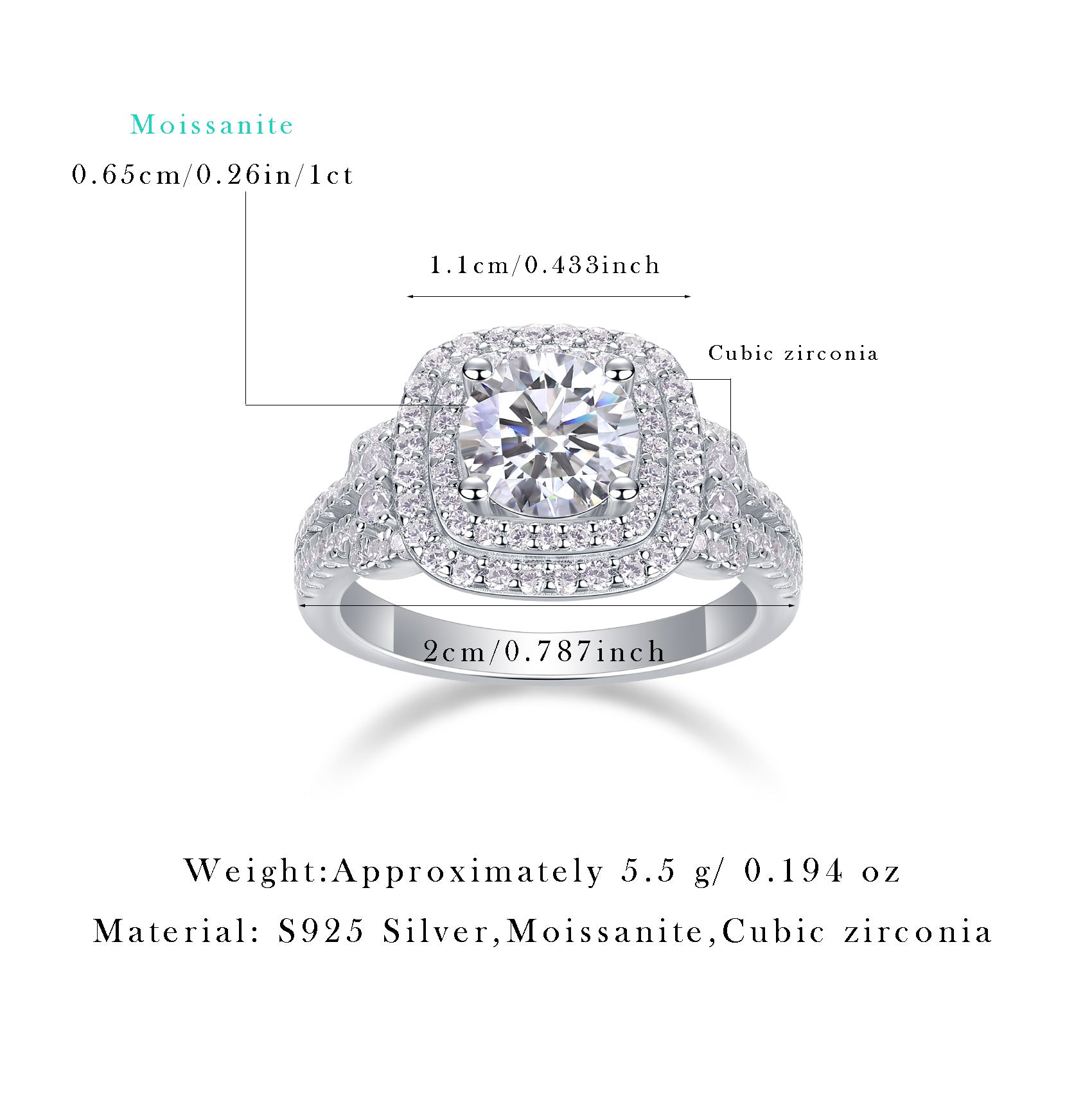 Luxury White Crystal Halo Statement Ring for Women