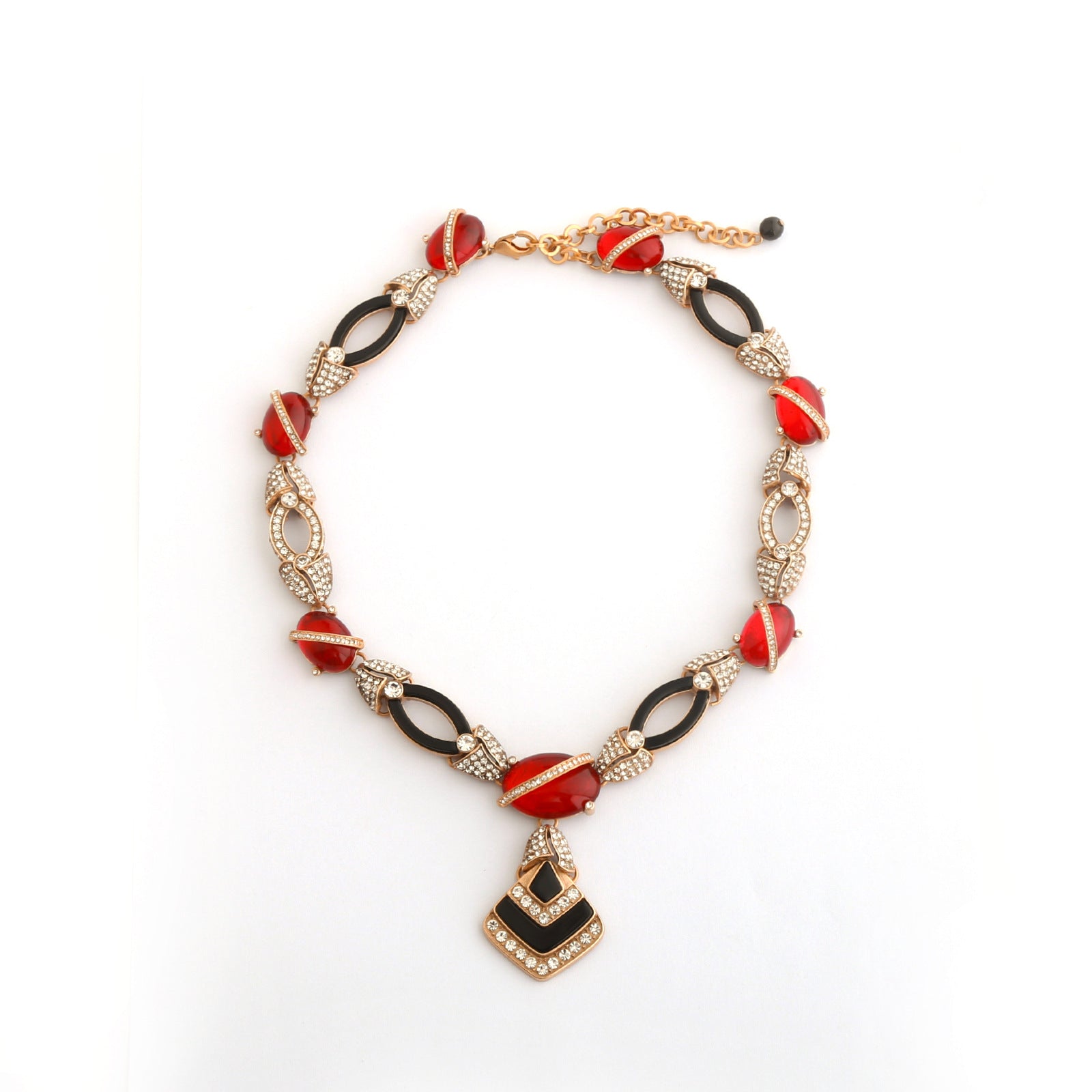 Light luxury high-end fringed ruby stud earrings necklace series