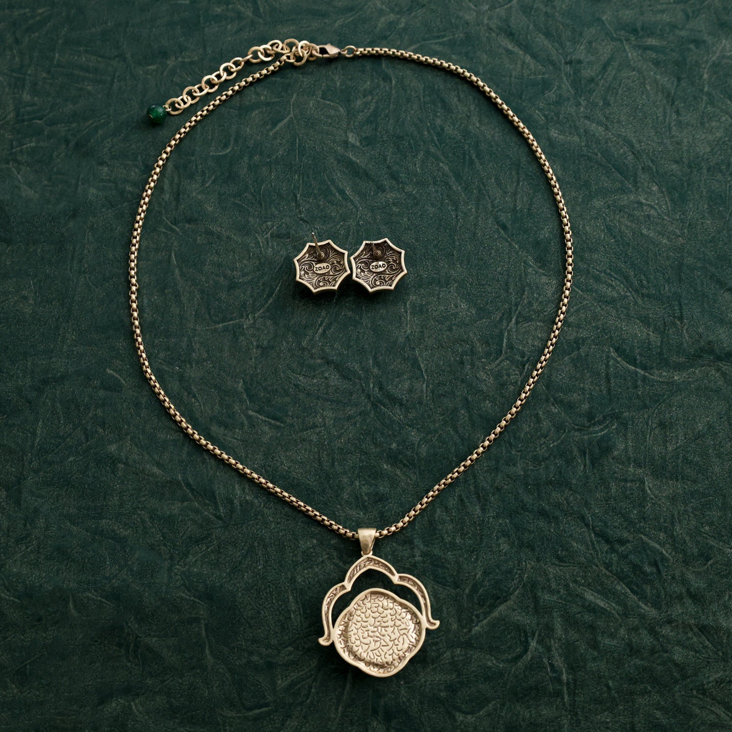 Bohemian Vintage Camellia Emerald Jewelry Set