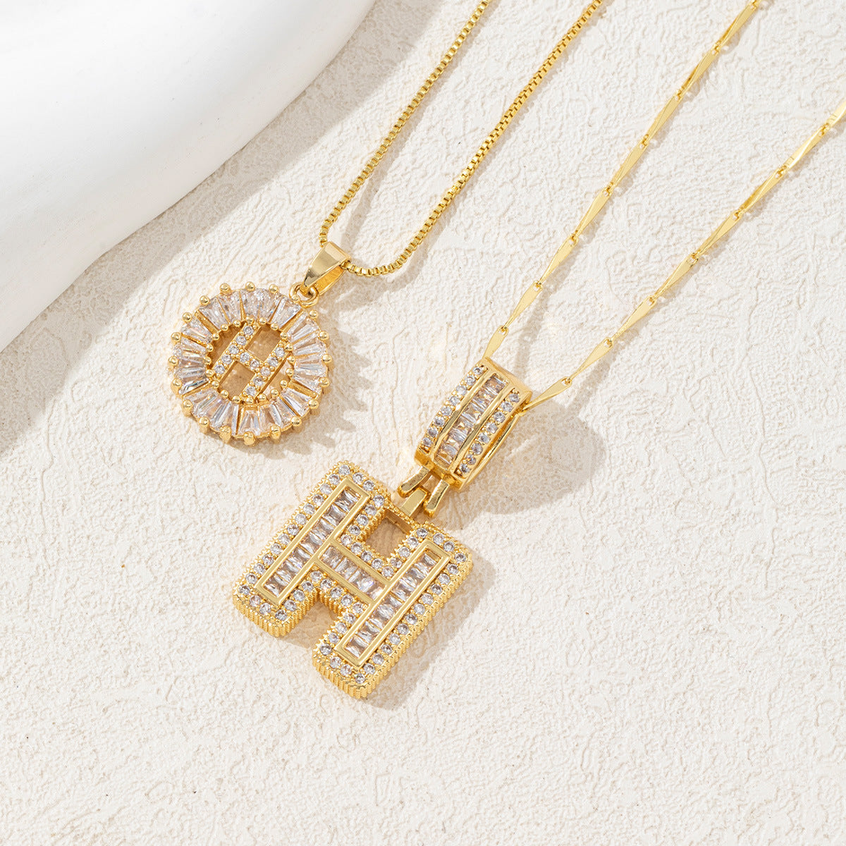 Full Diamond Rock Sugar 26 Letter Necklace