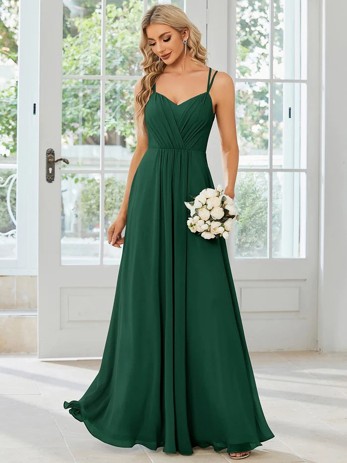 Fashionable and elegant chiffon backless evening gown