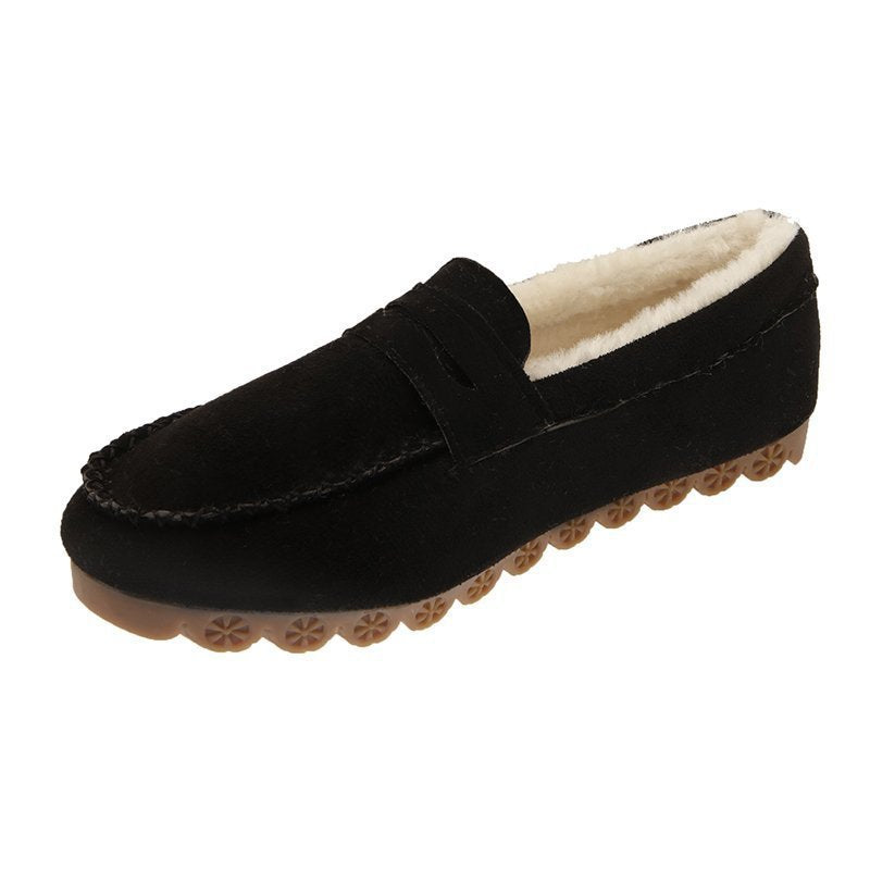 Fashion large size velvet beef tendon soft-soled loafers