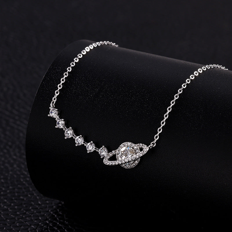S925 Sterling Silver Dream Planet Moissanite Necklace