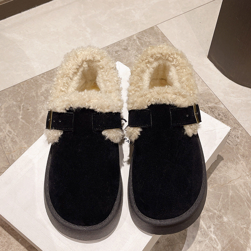 Fashion one-pedal velvet thick-soled snow boots