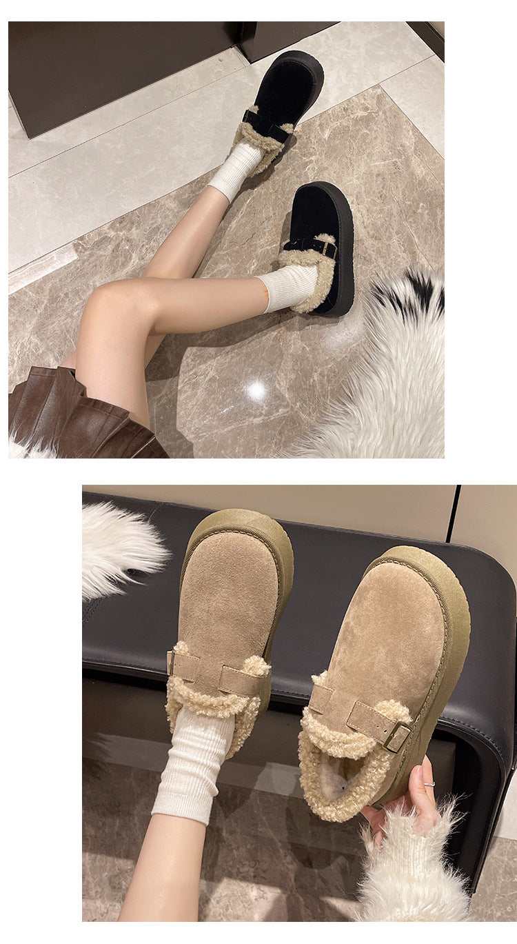 Fashion one-pedal velvet thick-soled snow boots