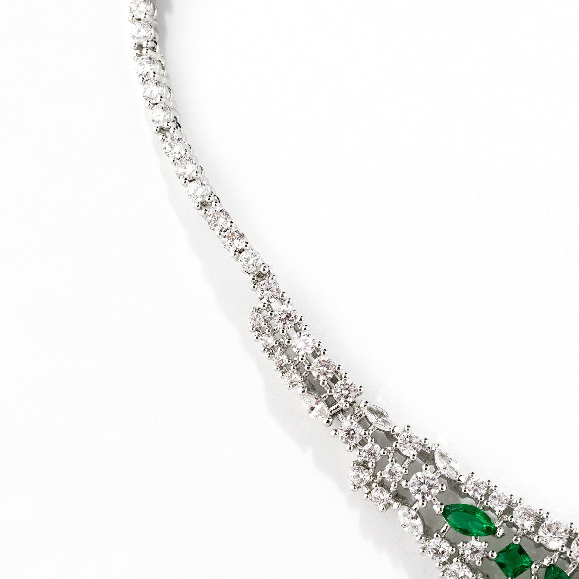 Luxury Emerald Green Crystal Necklace and Earrings Jewelry Set