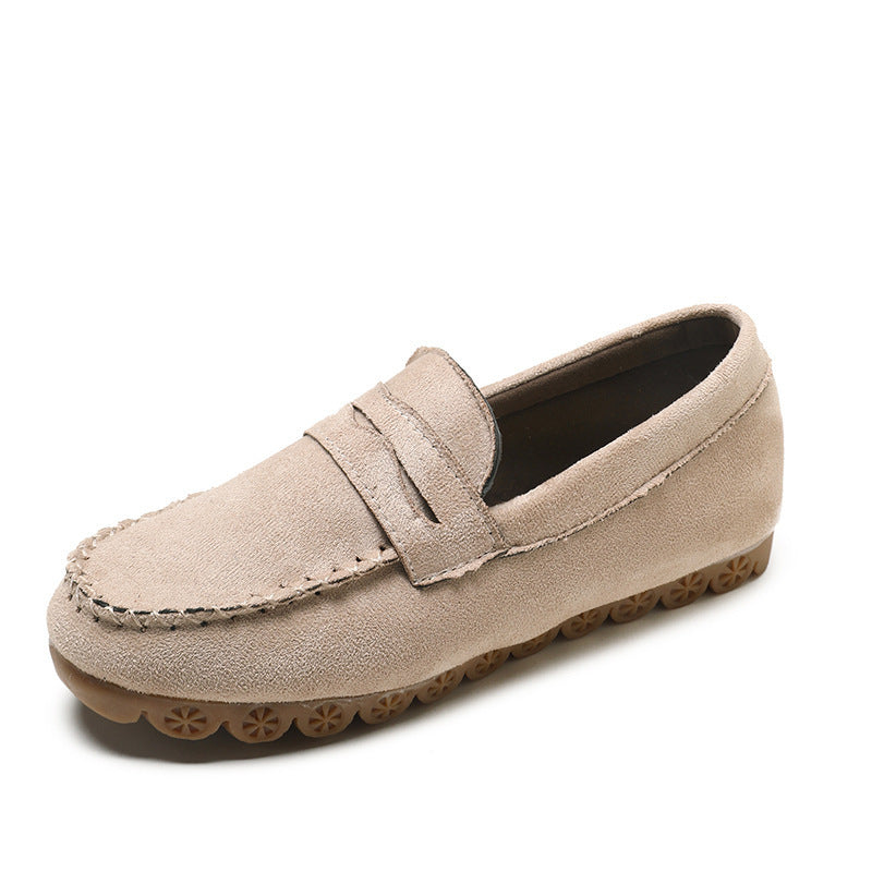 Fashion flat-bottomed beef tendon soft-soled velvet loafers