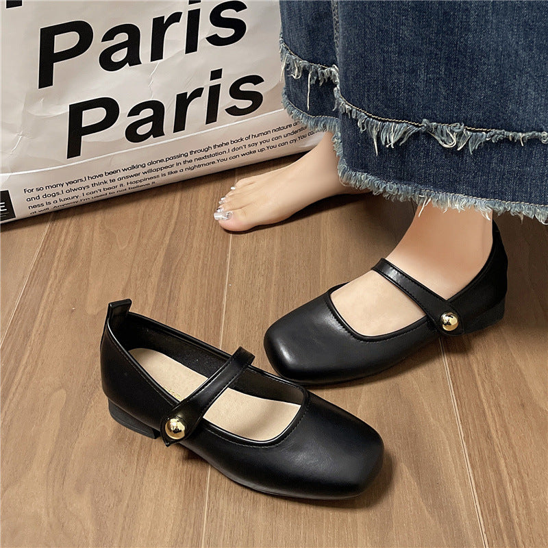 Fashion versatile soft-soled one-button loafers