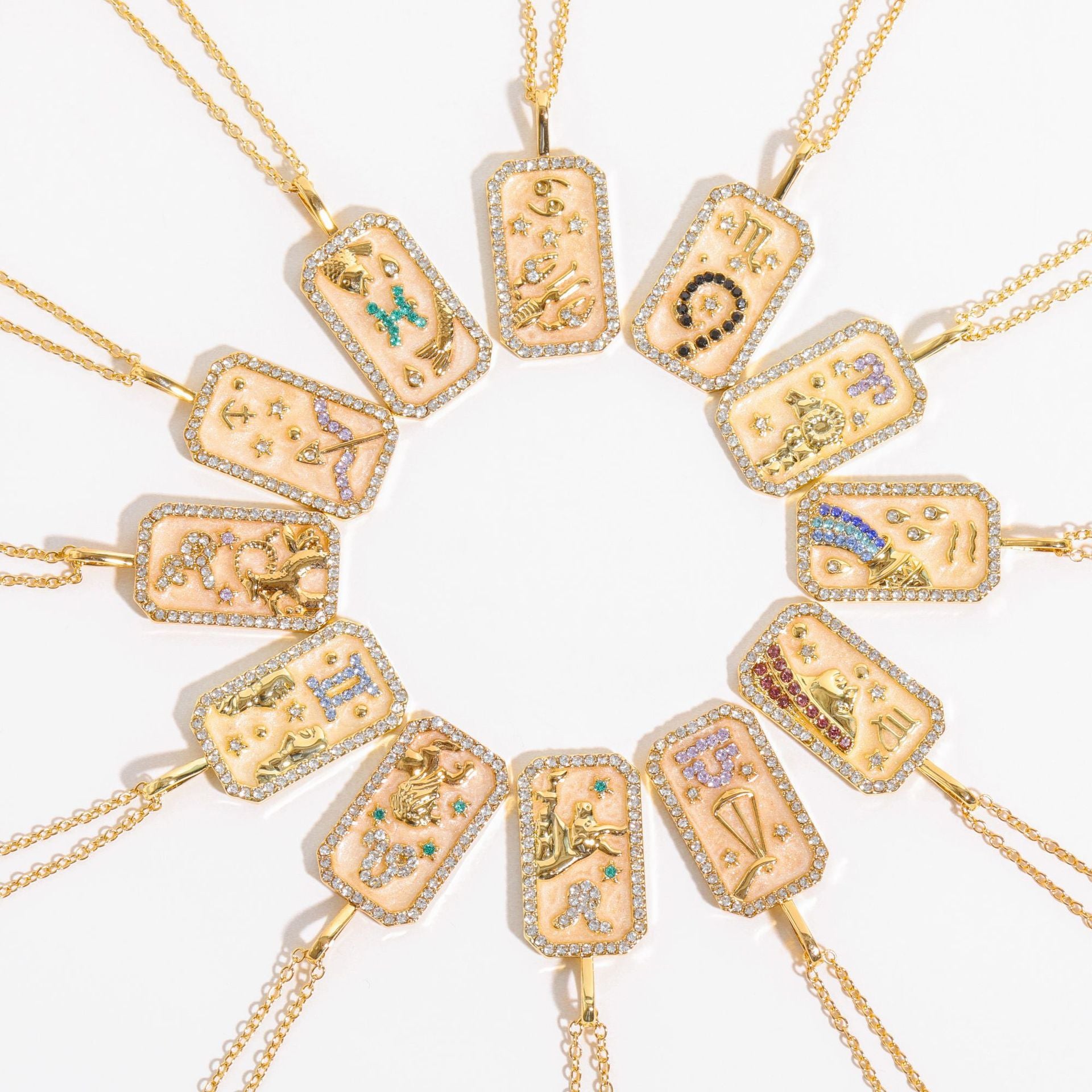 Fashion twelve constellations colored zircon necklace