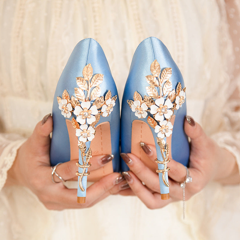 Light luxury flower stiletto wedding high heels