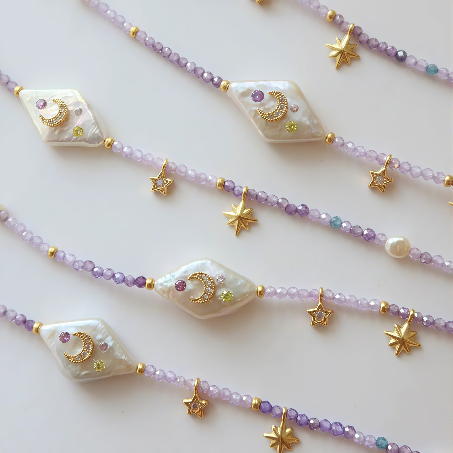 Baroque Moon Star Purple Necklace