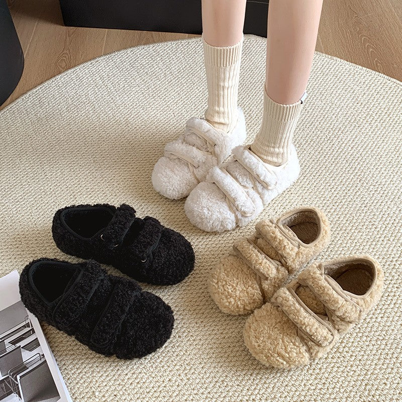 Winter fleece warm flat loafers