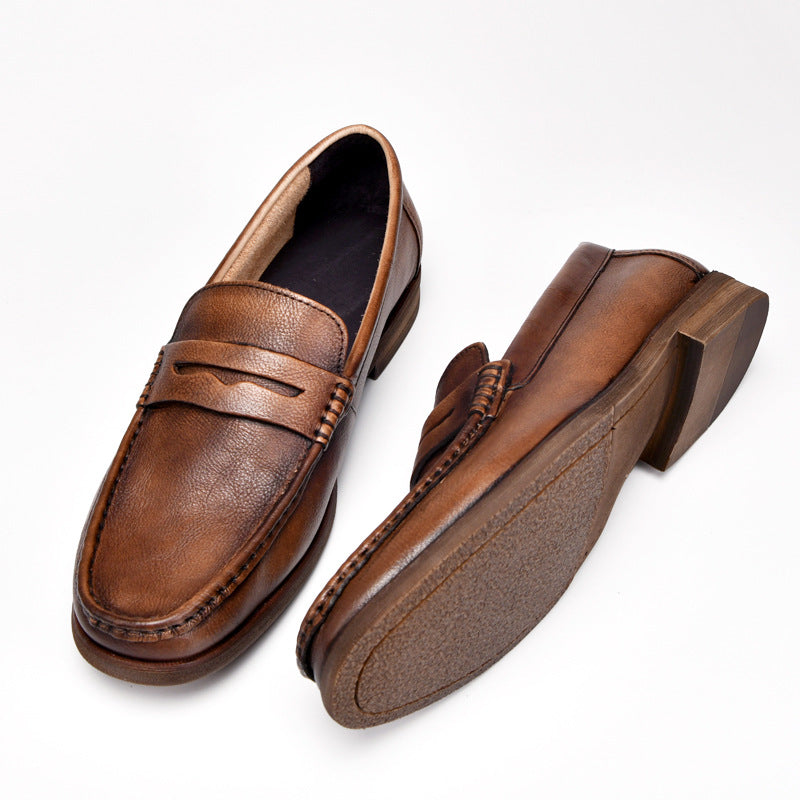 Retro high-end men's formal leather shoes breathable deodorant loafers