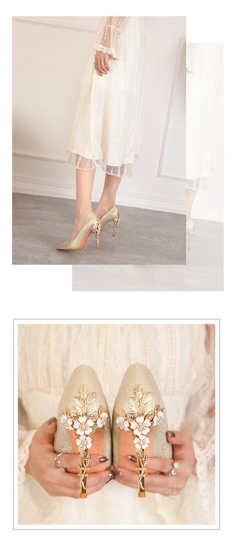 Fashion light luxury pointed wedding shoes banquet high heels