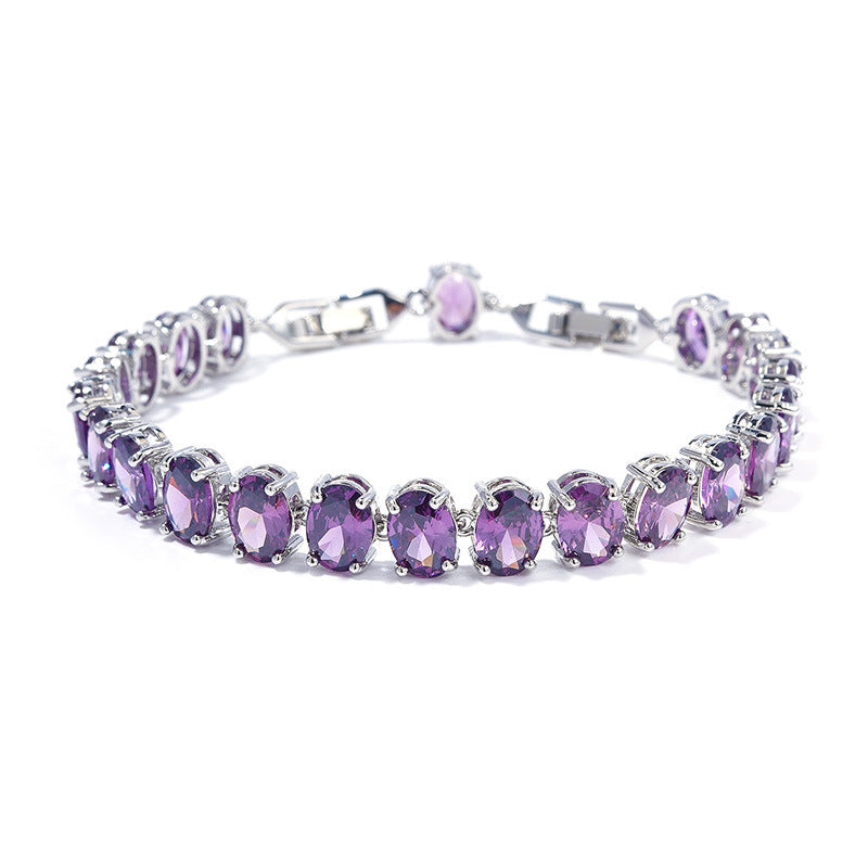 Simple inlaid circular zircon bracelet