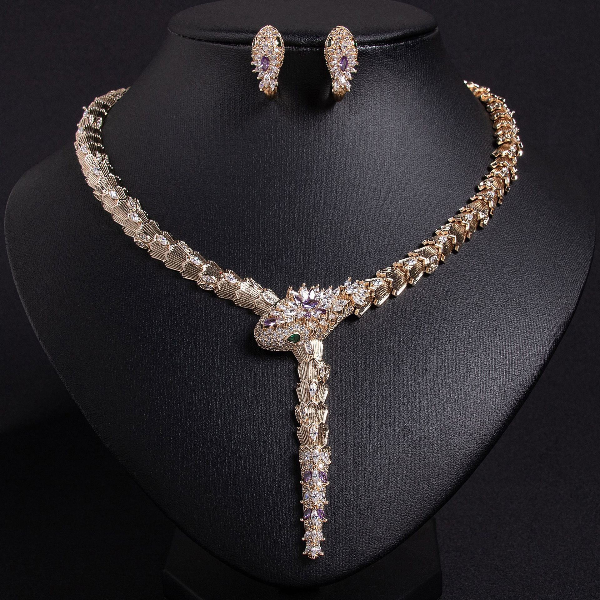 Snake necklace earrings jewelry set bracelet banquet haute couture snake necklace