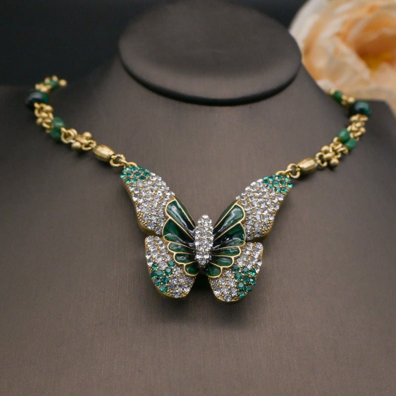 Stylish Vintage Butterfly Necklace Earrings Set