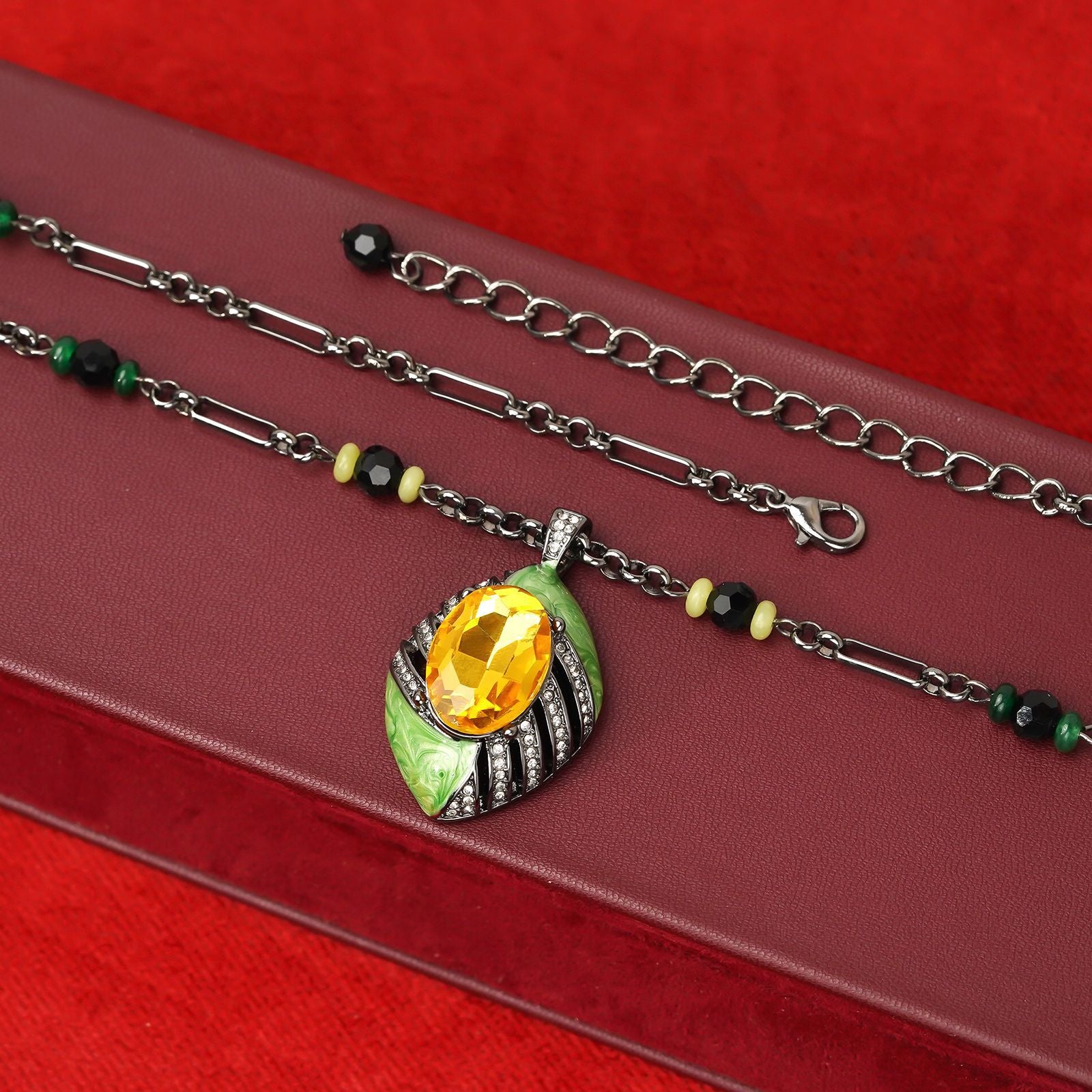 Light Luxury Topaz Geometric Stud Earrings Necklace Ring Set