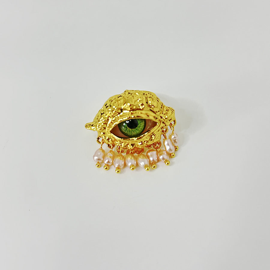 Personalized Demon's Eye Pearl Tassel Necklace, ring, earring, jewelry set