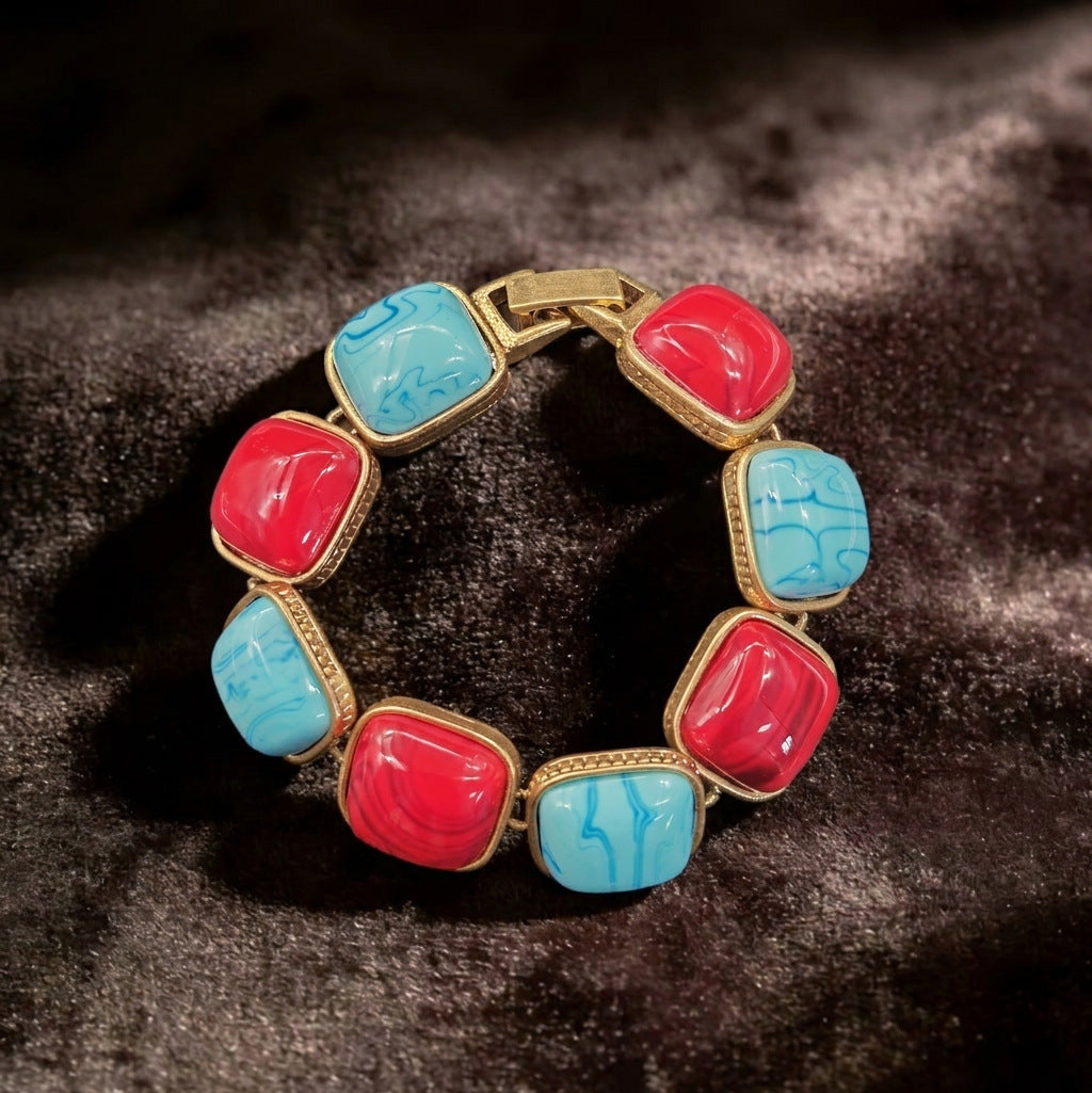 Dopamine beaded necklace new summer collarbone chain color fashion jewelry bracelet stud earrings
