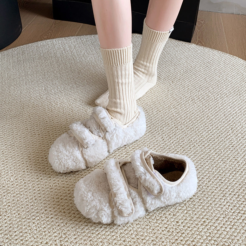 Winter fleece warm flat loafers