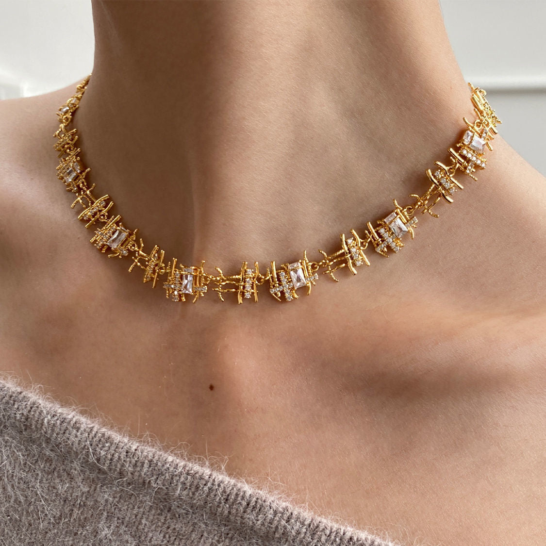 Irregular woven zircon bracelet