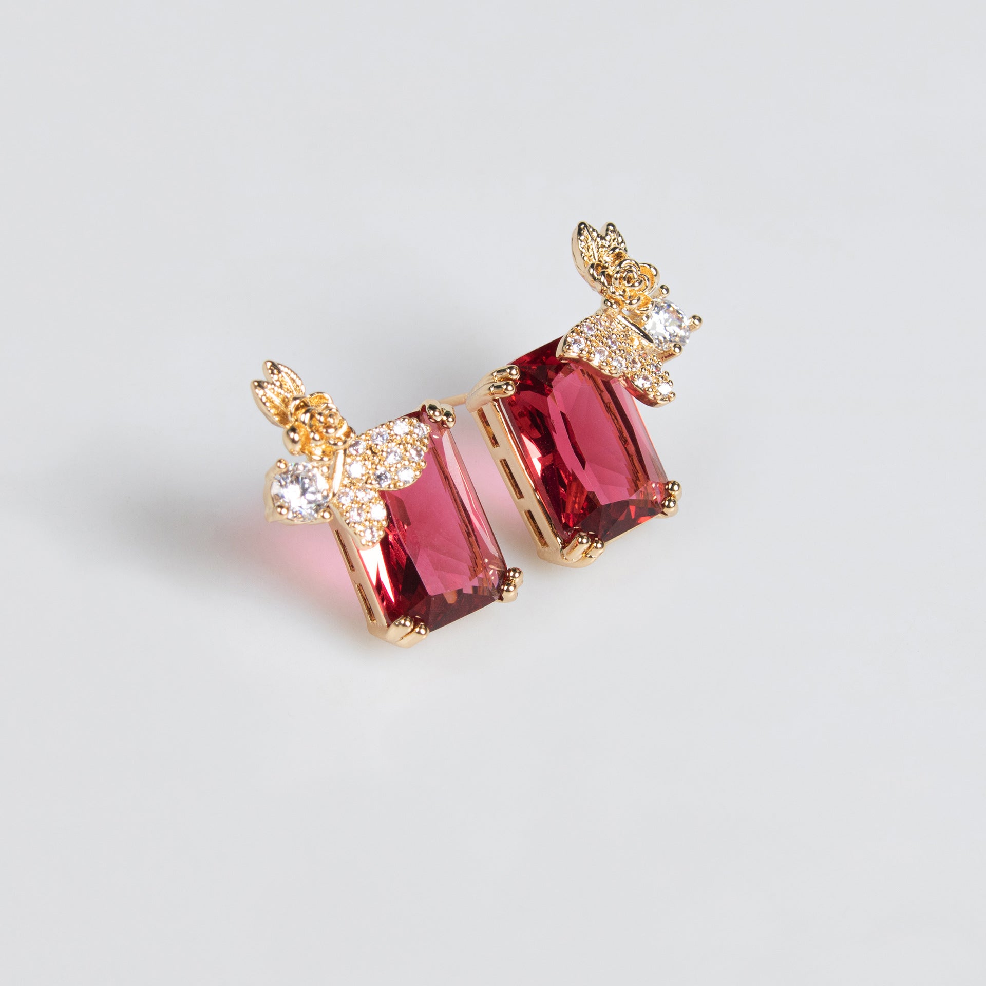 Parure de bijoux en cristal rouge rubis élégante – Style romantique de luxe