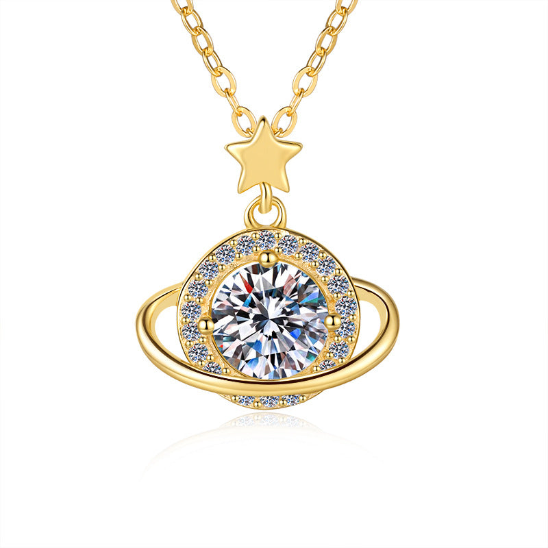 S925 Dream Planet 1 Carat Mozzarella Diamond Necklace