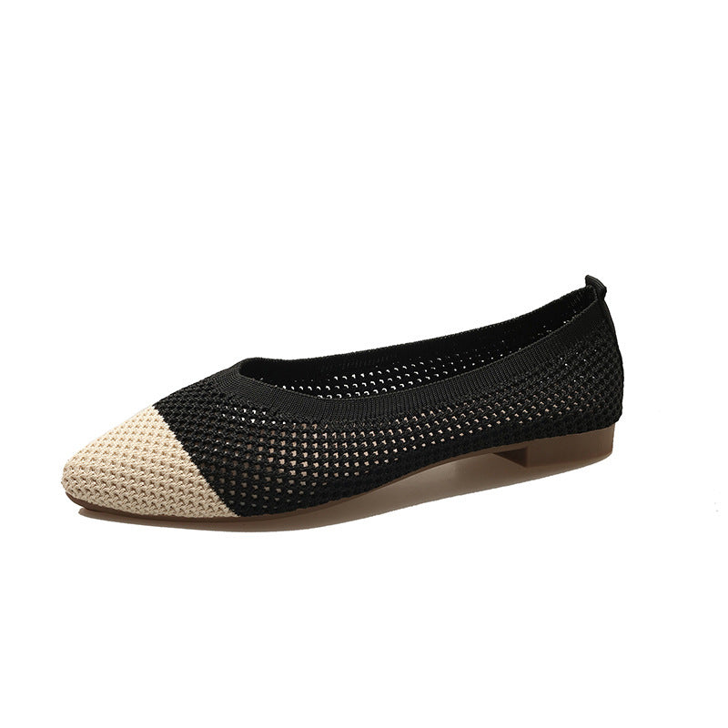 Stylish pointed woven breathable soft-soled loafers