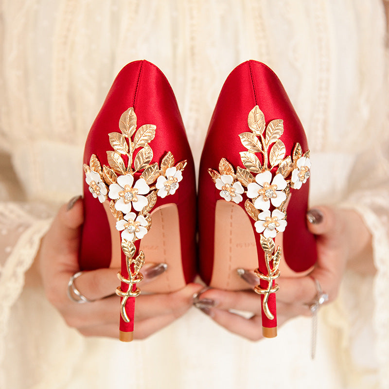 Light luxury flower stiletto wedding high heels