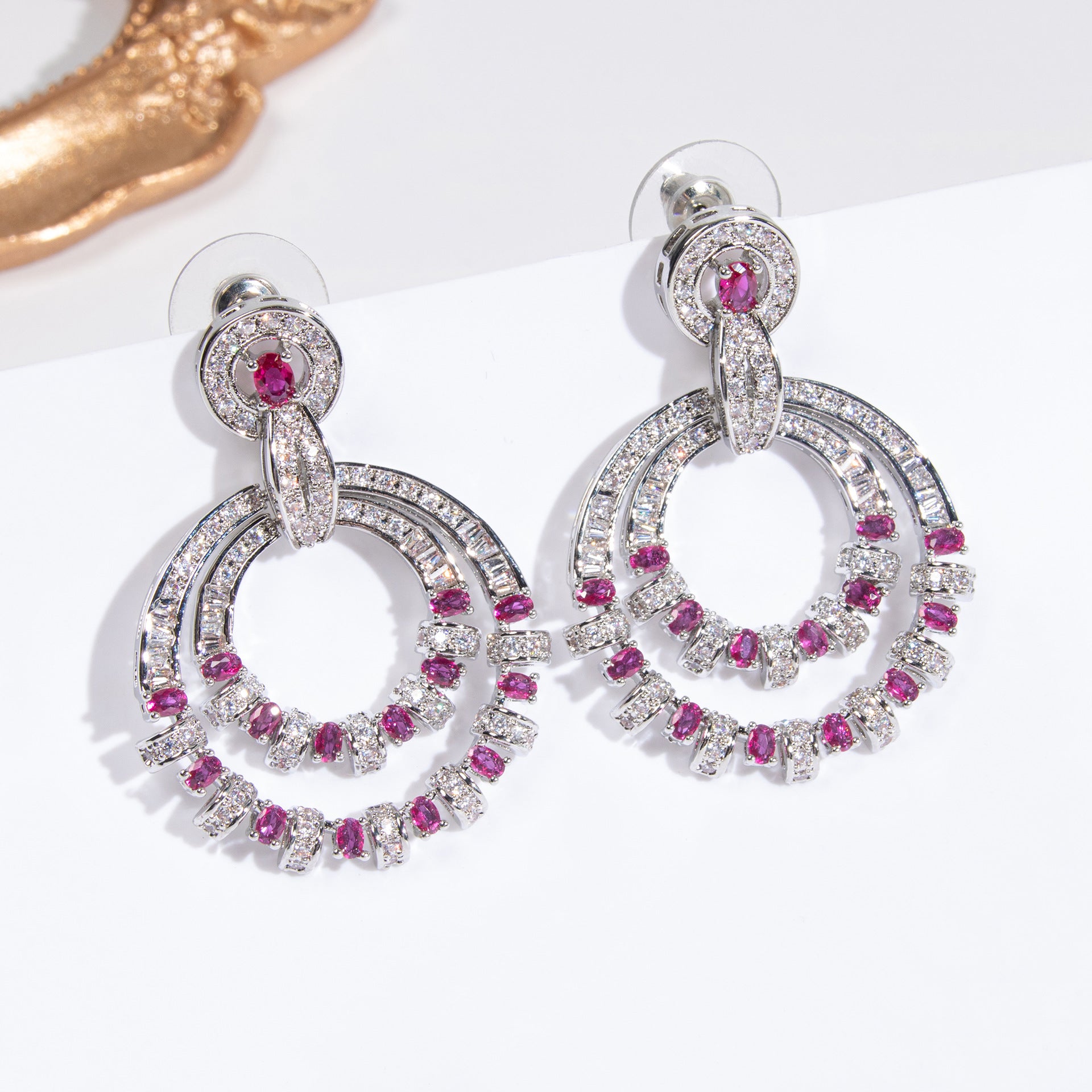 Luxury Blue Crystal Hoop Drop Earrings for Women