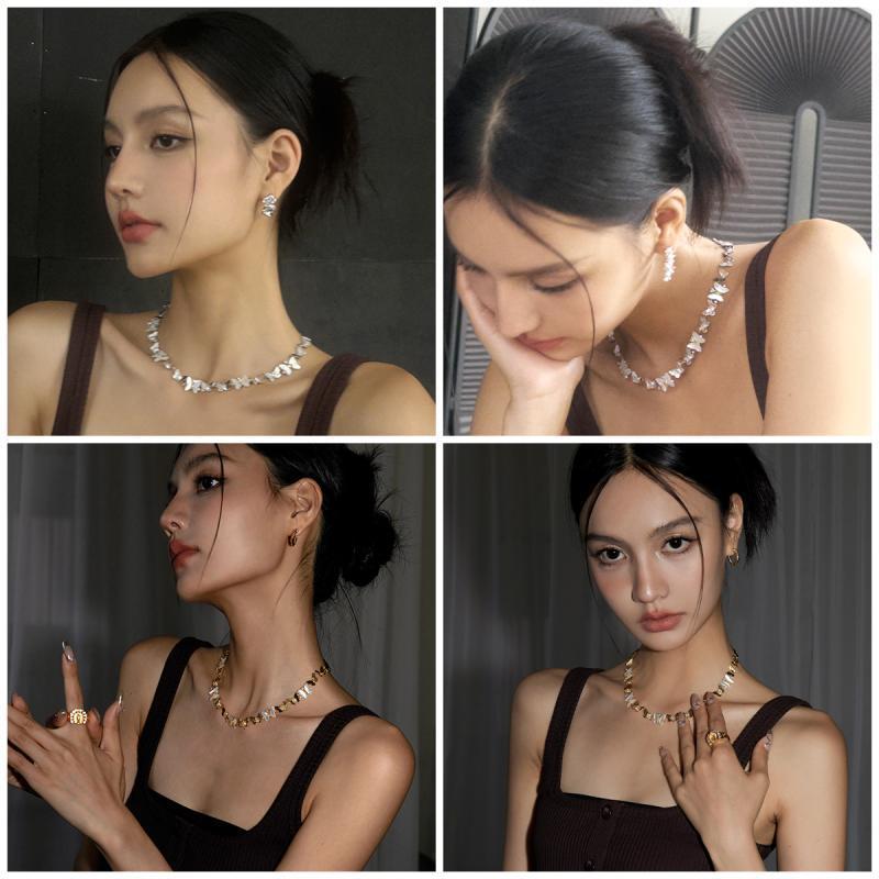 Fashion deep sea white shell butterfly collarbone necklace