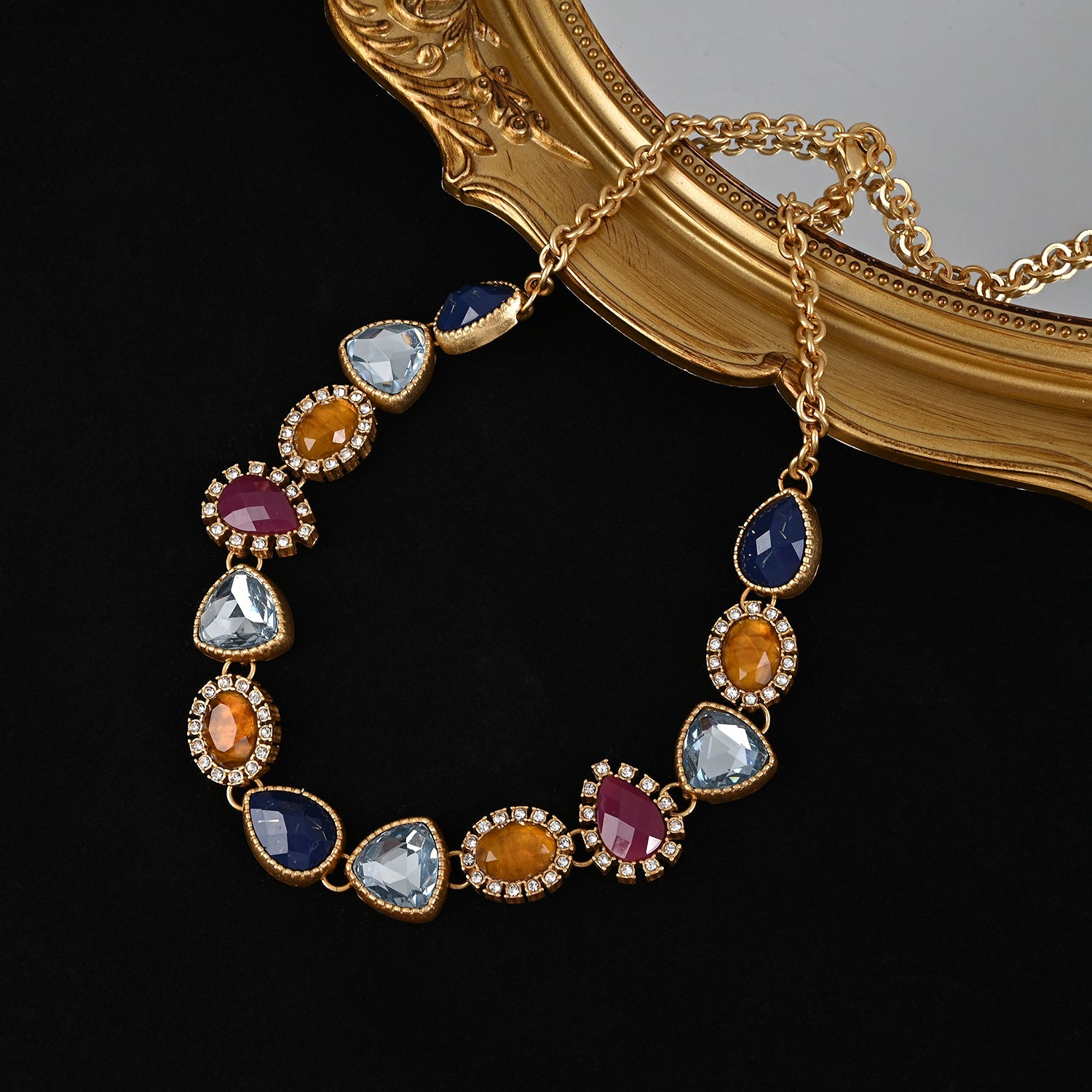 Retro multi-color glazed necklace